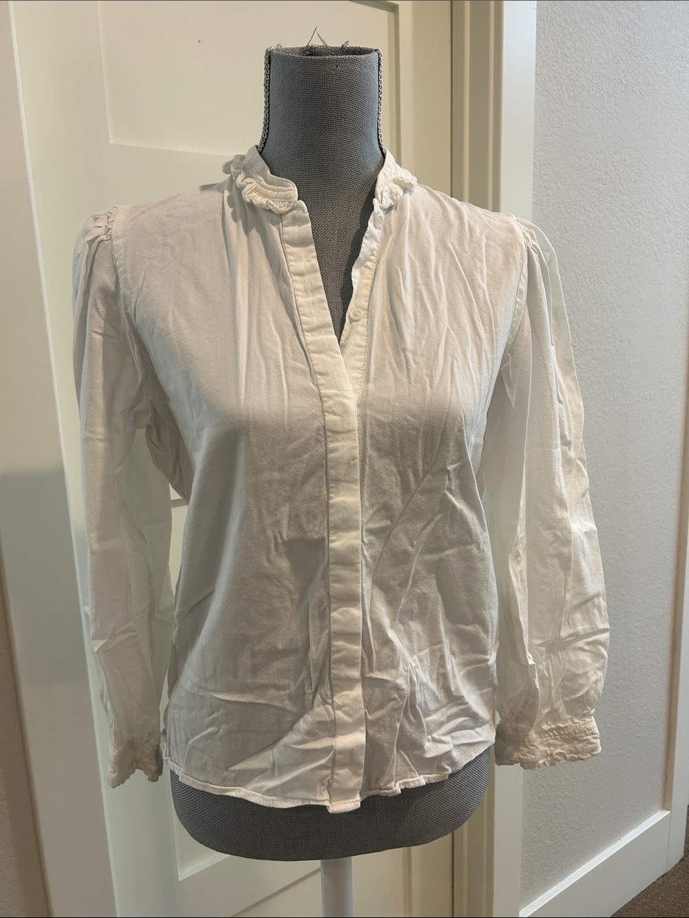 PAIGE Women's White Ruffle Collar Blouse